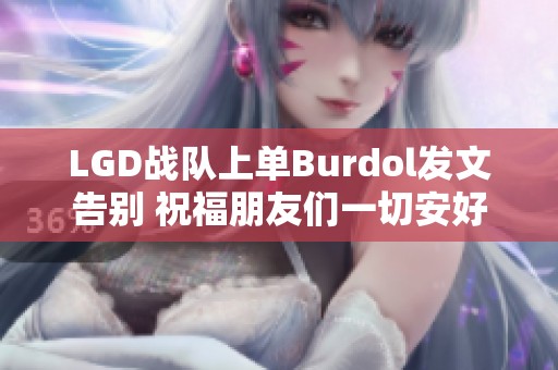 LGD战队上单Burdol发文告别 祝福朋友们一切安好