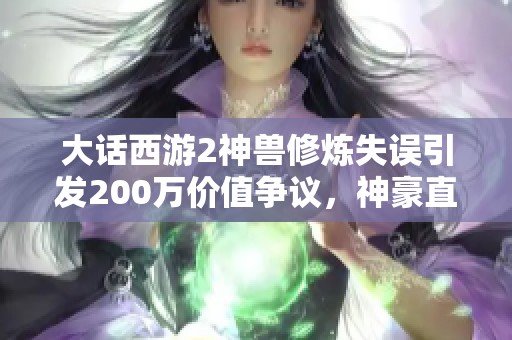 大话西游2神兽修炼失误引发200万价值争议，神豪直言不讳