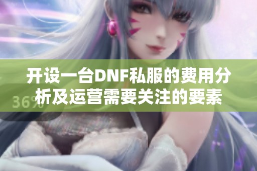 开设一台DNF私服的费用分析及运营需要关注的要素