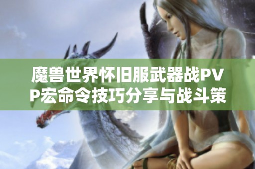 魔兽世界怀旧服武器战PVP宏命令技巧分享与战斗策略