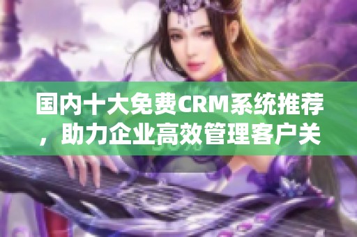 国内十大免费CRM系统推荐，助力企业高效管理客户关系