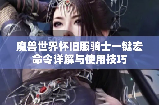 魔兽世界怀旧服骑士一键宏命令详解与使用技巧