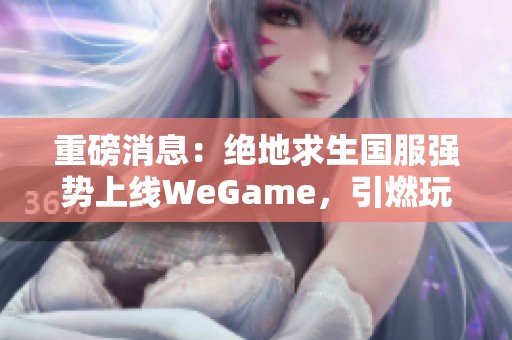 重磅消息：绝地求生国服强势上线WeGame，引燃玩家狂欢盛宴！