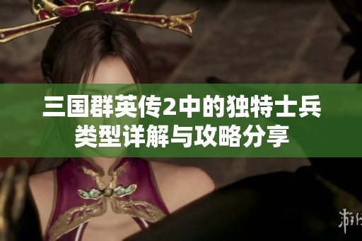 三国群英传2中的独特士兵类型详解与攻略分享