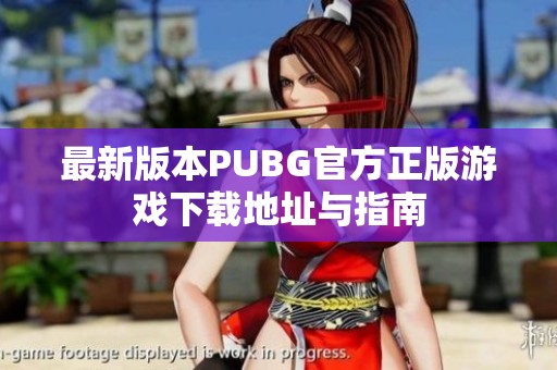 最新版本PUBG官方正版游戏下载地址与指南