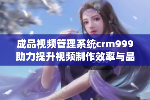 成品视频管理系统crm999助力提升视频制作效率与品质